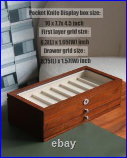 Three-Tier Knife Display Case Box with Glass Window and Walnut Finish Stores 2 Three-Tier Knife Display Case Box with Glass Window and Walnut Finish Stores 2