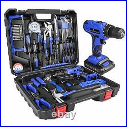 Tool Kit, 21V Cordless Drill, Household Hand Tool Set + Storage Case, Home DIY