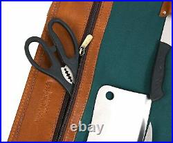 Travel Leather Chef Knife Roll Storage Bag Elastic Expandable Pockets Case Roll