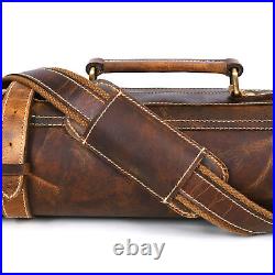 Tuscania Knife Roll Storage Bag Case, Caramel Brown Leather (Open Box)