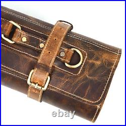 Tuscania Knife Roll Storage Bag Case, Caramel Brown Leather (Open Box)