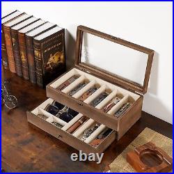 Two-Layer Knife Display Box with Drawers for 12 Pocket Knives Rustic Style