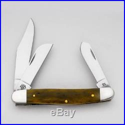 U. S. Army Stockman Olive Green Bone Pocket Knife Blades Fold Handle for Storage