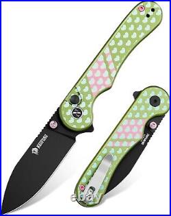 Unique Green Heart Design Folding Knife Lightweight 2.9 EDC Pocket Knife