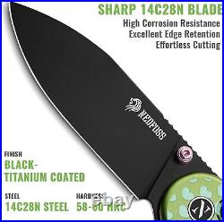 Unique Green Heart Design Folding Knife Lightweight 2.9 EDC Pocket Knife