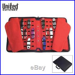 United Cutlery Pocket Knife Storage Case Bag Large 40 Knives Holder Zipper Red