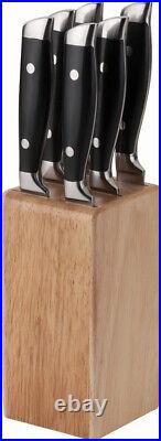 Utica Steak Black Smooth Synthetic Stainless Fixed Blade 6pc Knife Set 7593055B6
