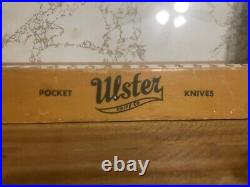 VERY RARE VINTAGE ULSTER Pocket Knife Store Display Table Top Sign Wood Box