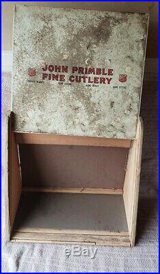 VINTAGE JOHN PRIMBLE Fine Cutlery Country Store Display Knife Case Antique