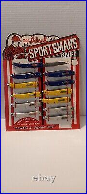VINTAGE POCKET KNIFE STORE DISPLAY CARD IDEAL SPORTSMAN'S KNIFE 12 Count NOS