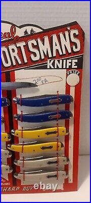 VINTAGE POCKET KNIFE STORE DISPLAY CARD IDEAL SPORTSMAN'S KNIFE 12 Count NOS