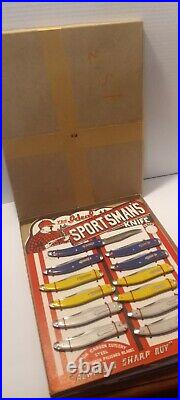 VINTAGE POCKET KNIFE STORE DISPLAY CARD IDEAL SPORTSMAN'S KNIFE 12 Count NOS