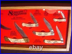 VTG Schrade Scrimshaw 7-Knife Stand Up Store Display Case 1980's Great American