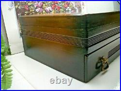 VTG Sterling Silverplate Flatware JUMBO Wooden Wood Storage Chest Case Box 24+