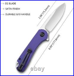 Versatile Purple G-10 Folding Knife Perfect Utility for Fishing & Bushcrafting