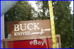 Vintage 1970s Era Wood Buck Knives Knife Advertising Store Display Case BEAUTY
