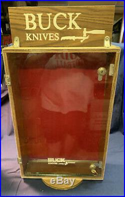 Vintage 1970s Era Wood Buck Knives Knife Advertising Store Display Case HARD