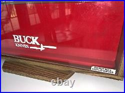 Vintage 1970s Era Wood Buck Knives Knife Advertising Store Display Case HTF
