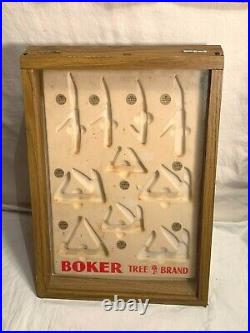 Vintage BOKER TREE BRAND 10 Knife STORE DISPLAY Case Stand WOOD 17 x 13 x 8
