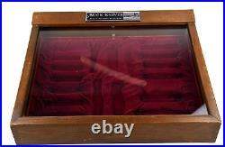 Vintage Buck Knives Display Case Dovetailed Wood Box Advertising Salesman Store