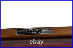 Vintage Buck Knives Display Case Dovetailed Wood Box Advertising Salesman Store