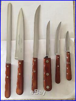 Vintage CASE XX (6) Piece Stainless Kitchen Knife Set With Wooden Storage Block