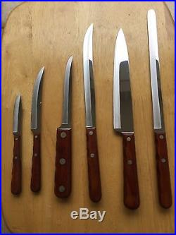 Vintage CASE XX (6) Piece Stainless Kitchen Knife Set With Wooden Storage Block