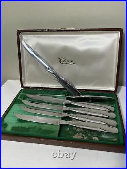 Vintage CASE XX Steak Knife Set of 6 in Storage Case CA-752 Flatware Dining Bro