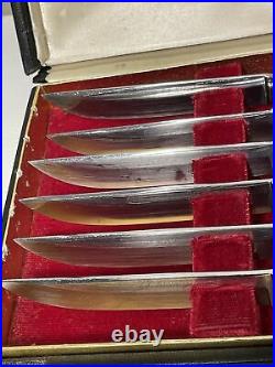 Vintage CASE XX Steak Knife Set of 6 in Storage Case CA-752 Flatware Dining HFT
