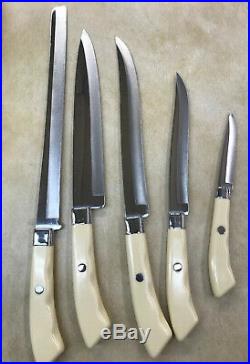 Vintage Carvel Hall Knives By Briddell. Rare Kitchen Set with Storage Case! Nice