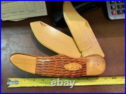 Vintage Case Wooden Pocket Knife Store Display Folding Unique Rare
