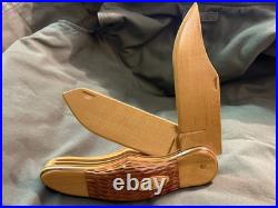 Vintage Case Wooden Pocket Knife Store Display Folding Unique Rare