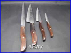 Vintage Chefco Knives With Storage Case Bread Chef Utility Paring Full Tang Shank