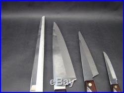 Vintage Chefco Knives With Storage Case Bread Chef Utility Paring Full Tang Shank
