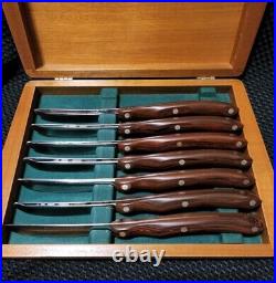 Vintage Cutco 1059 Set of 7 Table Knives with Wood Storage Case Box