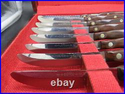 Vintage Cutco 1059 Set of 8 Table Knives with Wood Storage Case Box