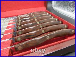 Vintage Cutco 1059 Set of 8 Table Knives with Wood Storage Case Box