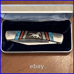 Vintage Dave Yellowhorse Pocket Knife With Horse Buck Custom USA 704