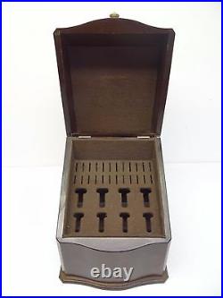 Vintage High Quality Wood Angled Kitchen Chefs Knife Cutlery Set Box Storage