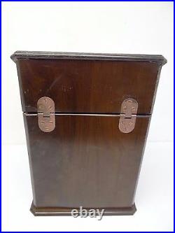 Vintage High Quality Wood Angled Kitchen Chefs Knife Cutlery Set Box Storage