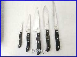Vintage MCM Oneida Entrée Cutlery Set Of 5 Knives With Wall Mount Storage Case