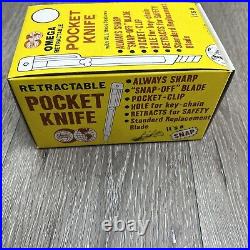 Vintage NOS Omega Retractable Pocket Knives Store Display Box of 12 Knives
