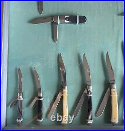 Vintage QUEEN STEEL Knife Store Display Case With 12 Knifes