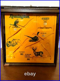 Vintage Remington Store Counter Knife Display Case wood Lock & Keys Knives 14x14