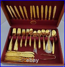 Vintage Rogers Cutlery 1S Golden Spring Garden 151 pieces Gold Flatware 24 Serv