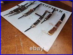 Vintage Skiffman Folding Pocket Knives Store Display Lot Of 6 Made In Germany