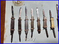 Vintage Skiffman Folding Pocket Knives Store Display Lot Of 9 Made In Germany