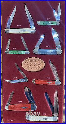 Vintage WR. Case Store Display Case With 8 Case Knifes And Orig Key. Must Have
