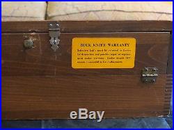 Vintage Wood & Glass Slanted Tabletop Buck Knife Display Case with Storage Area