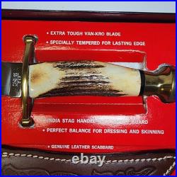 Vtg 1980 Case XX Kodiak WithGenuine Stag Handles & Sheath In Box WithPaper & Out Box